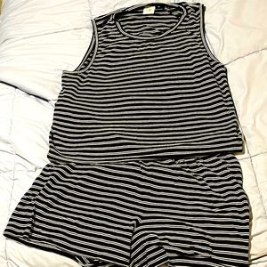 Cabi black and white striped playsuit romper size L